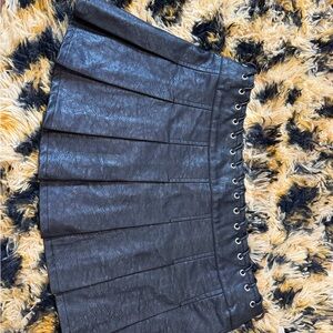 Forever 21 Black Faux Leather Lace-Up Circle Skirt